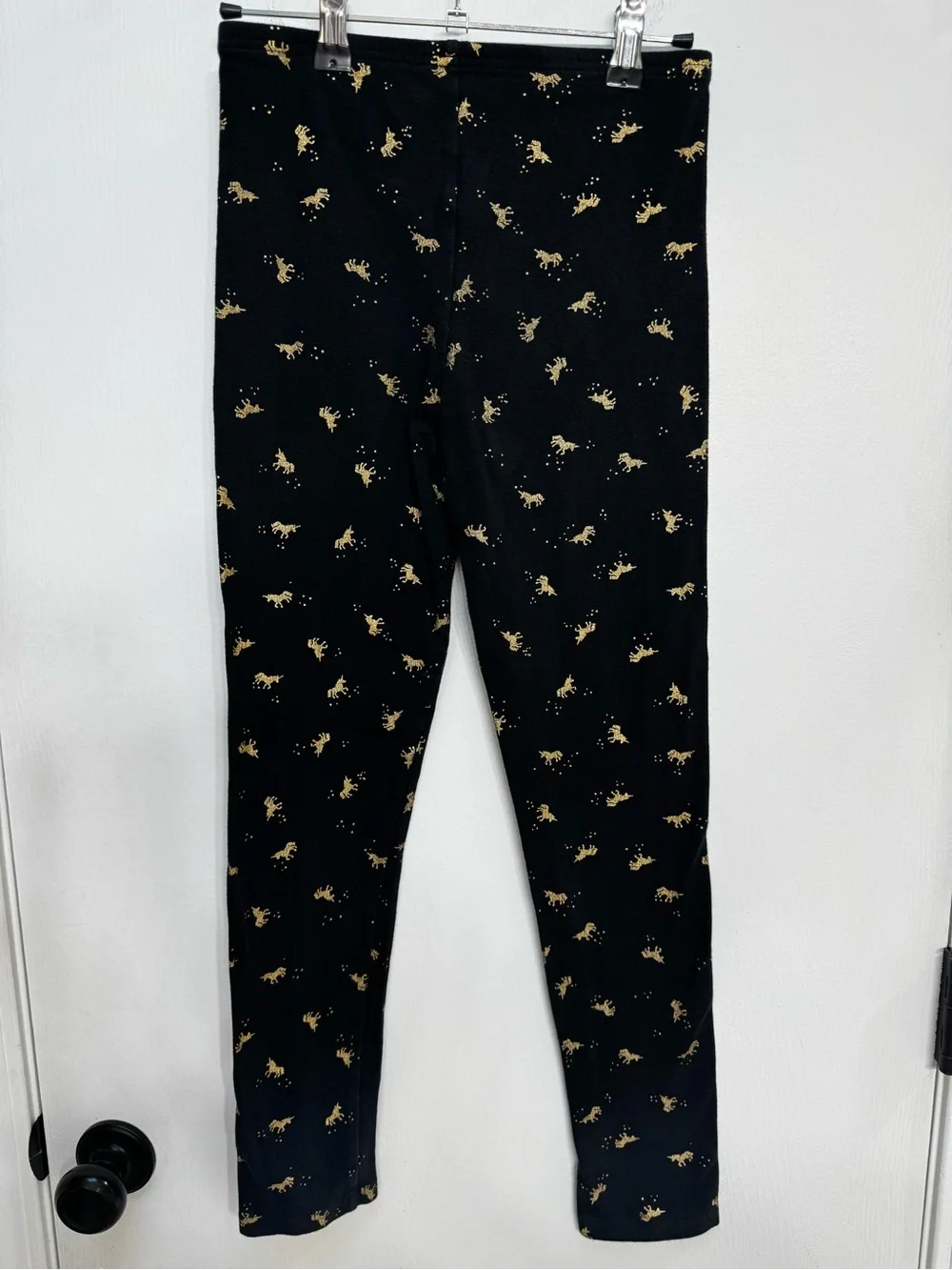 Old Navy Black Leggings with Gold Unicorn Accents
